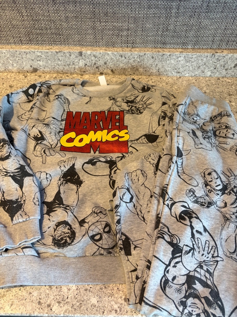 Joe Fresh Marvel Comics Grey Kids Matching Set with Metallic Red and Yellow Logo